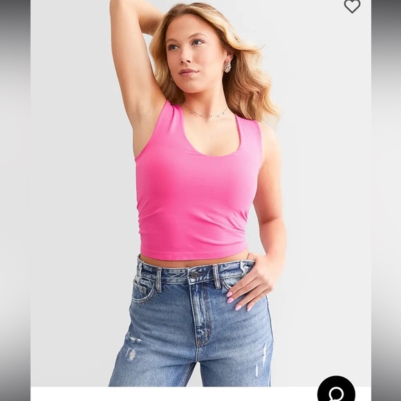 Free People Tops - Free People Clean Lines Cropped Cami Size M/L Pink Muscle Tank Wide Straps